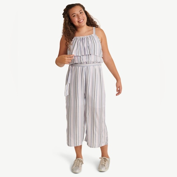 Justice Striped Pastel Sleeveless Spring Summer Romper Jumpsuit Sz Girls M (10) - Picture 1 of 7